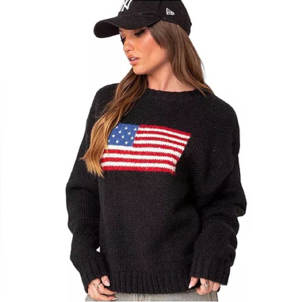 Edikted Sweater Womens XL Black USA Oversized Chunky Knit